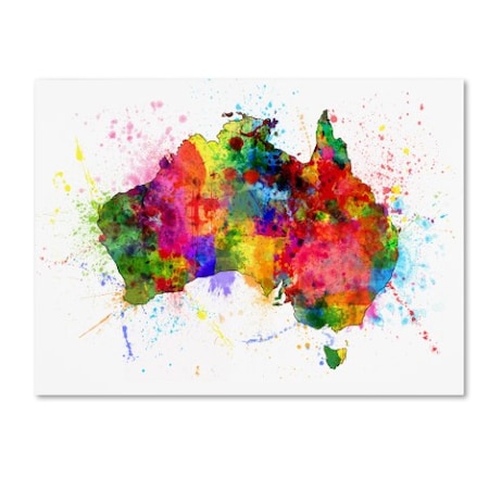 Michael Tompsett 'Australia Paint Splashes Map' Canvas Art,35x47